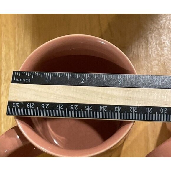 Mervyn’s Japan Coffee Tea Mugs Mug‎ Salmon Pink Stoneware Vintage Set Of 2 - Picture 4 of 5